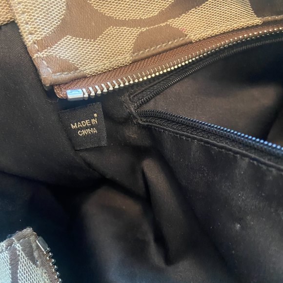 Coach F14941 Tan Black Laura Signature Monogram Canvas Shoulder Purse Authentic - Picture 12 of 13